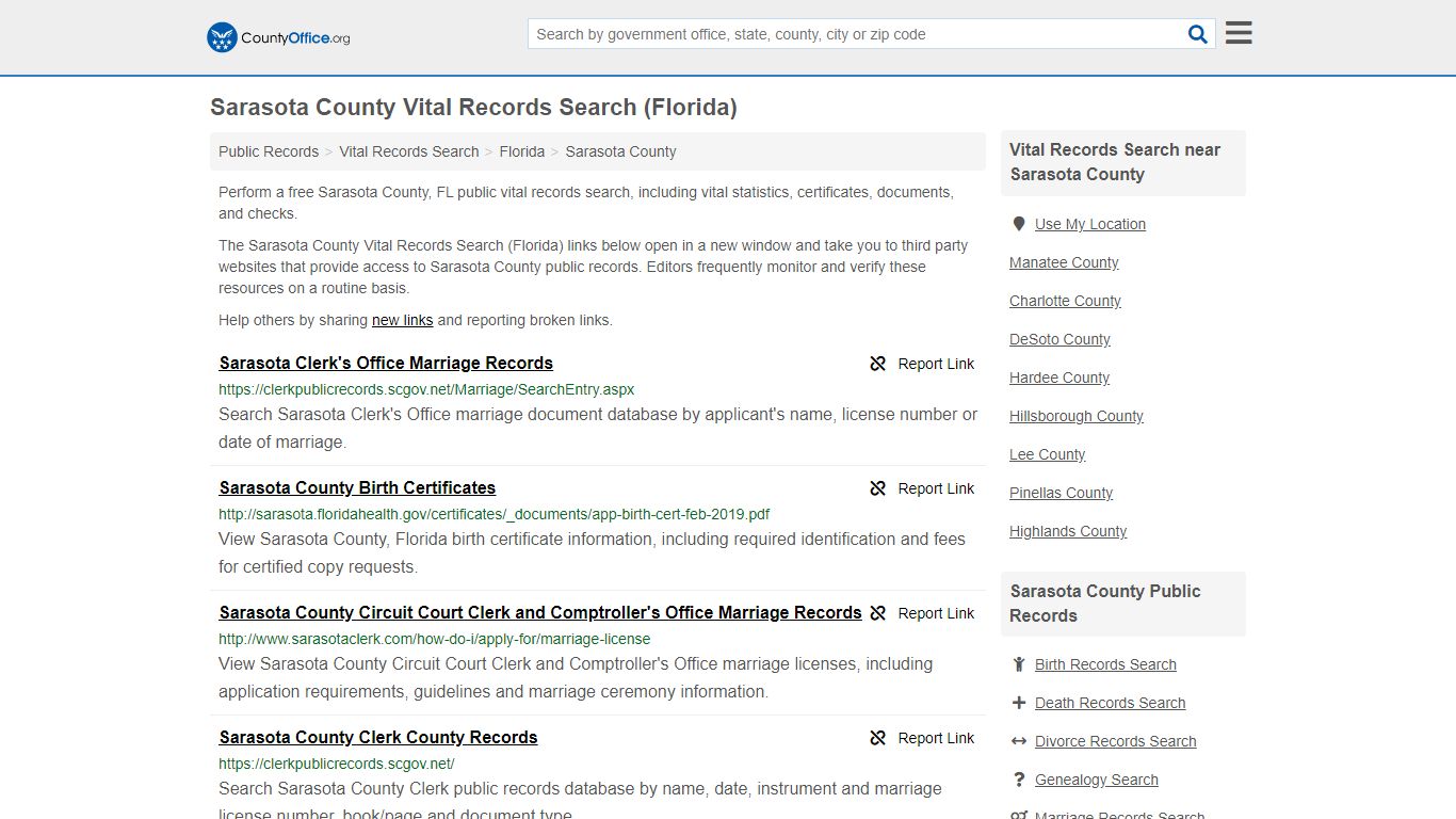 Vital Records Search - Sarasota County, FL (Birth, Death ...