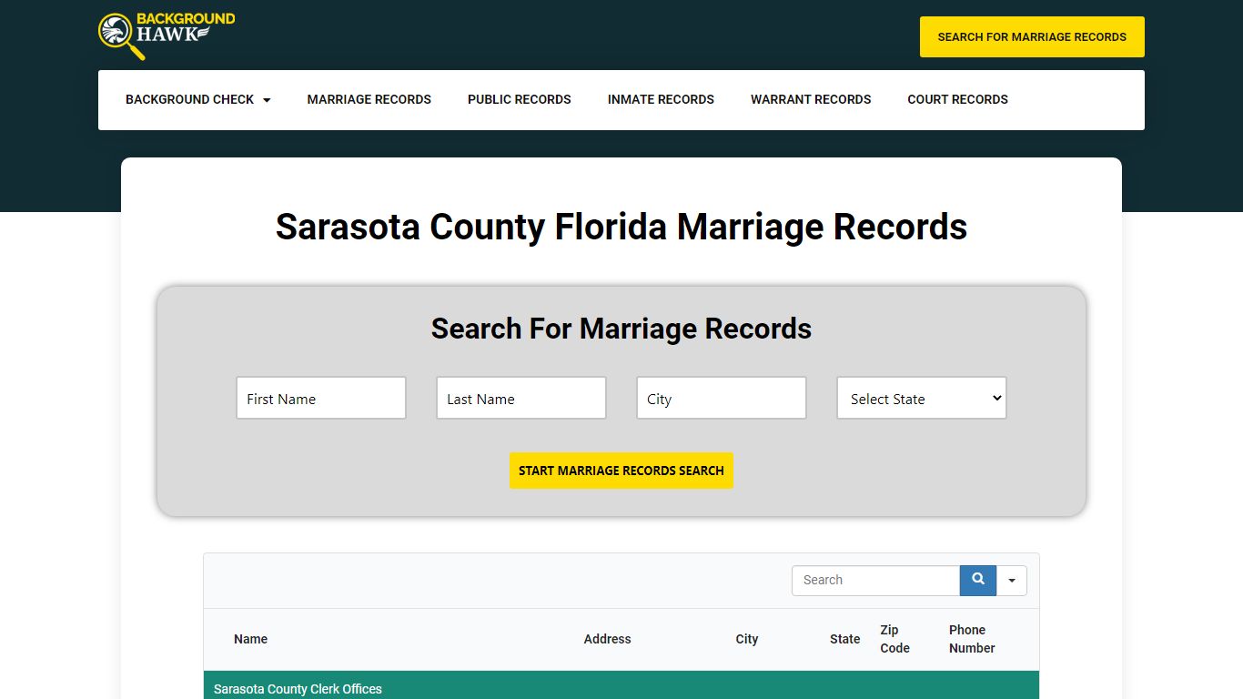 Marriage Records in Sarasota County , Florida